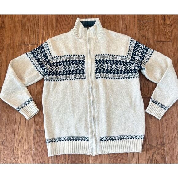 Men’s jacquard fairisle full zip sweater size large - Picture 4 of 10